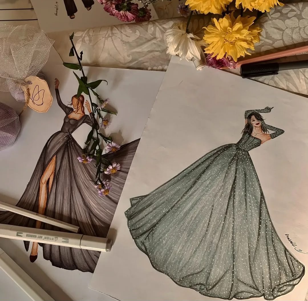 Fashion sketches and markers